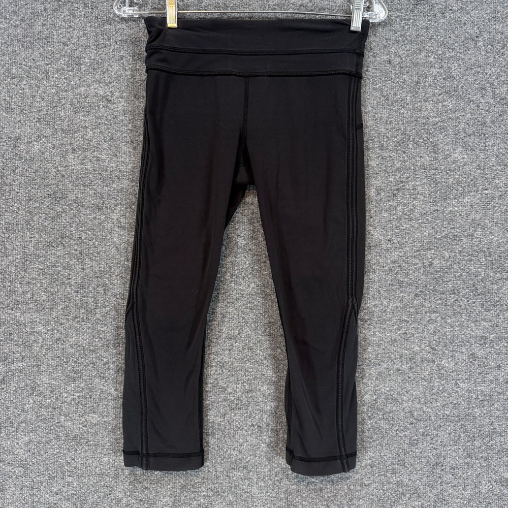 Lululemon Speed Up Crop Leggings Womens 4 Black Zipper Pocket Athletic Yoga